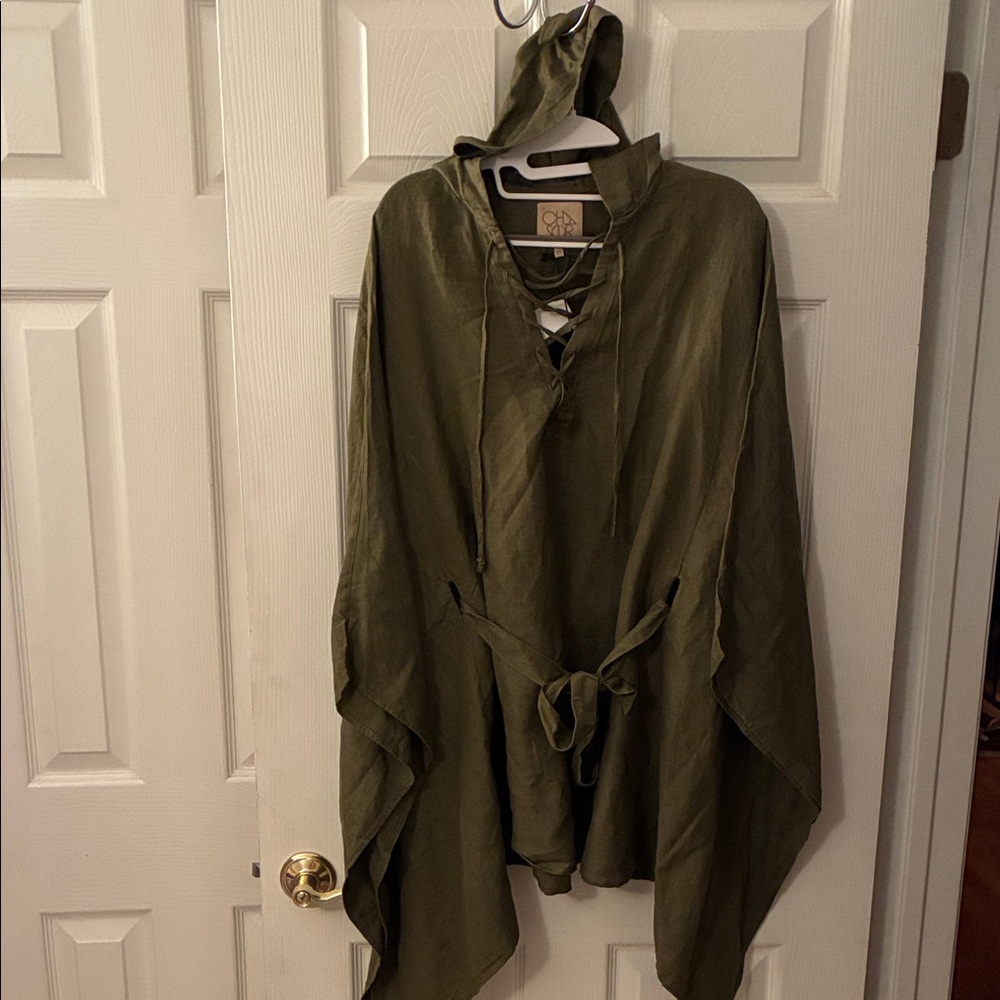 CHASER- Olive Green Hooded Poncho Shirt